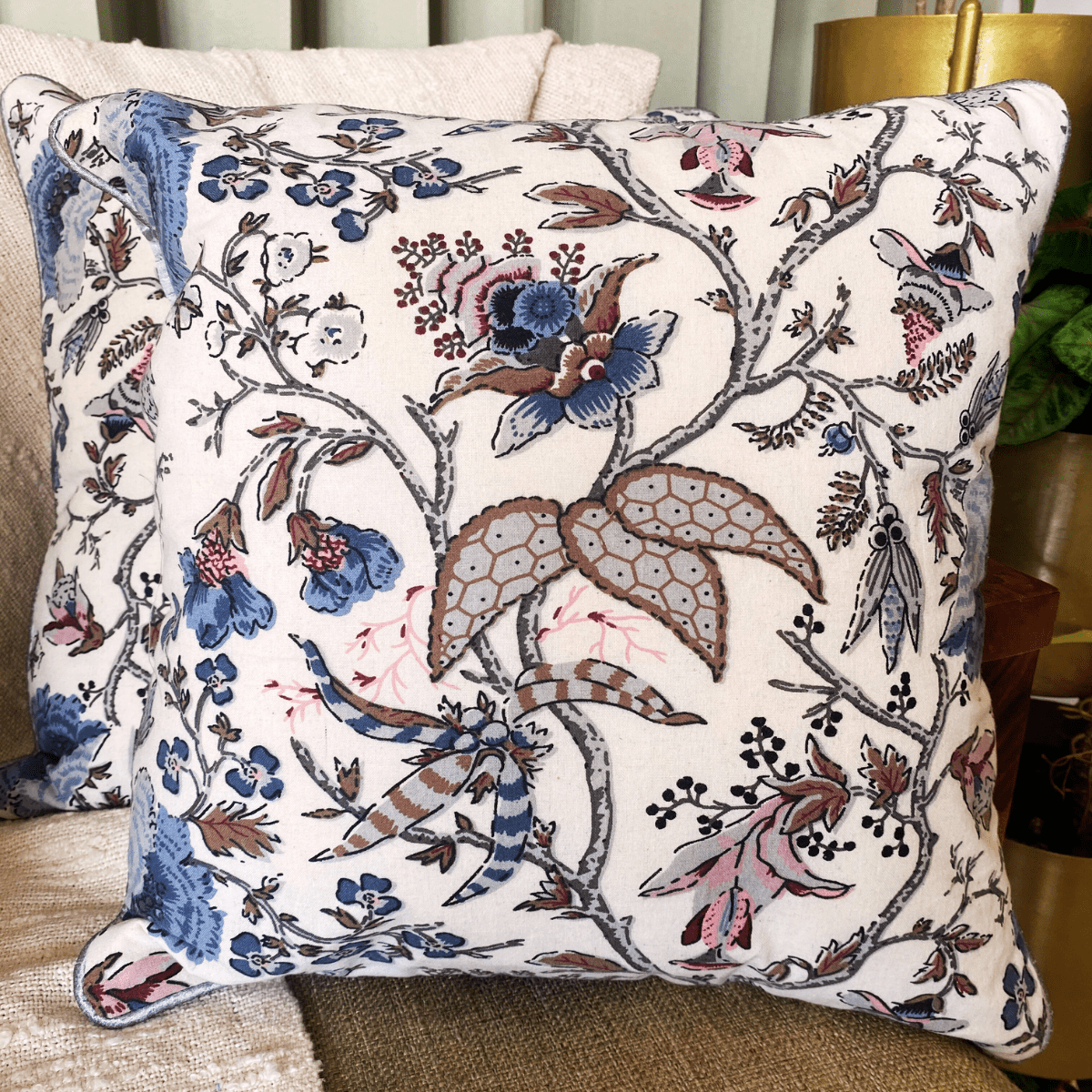 Silver Stone Cushion Cover, 16" x 16", Pack of 2 - Coral Slub -